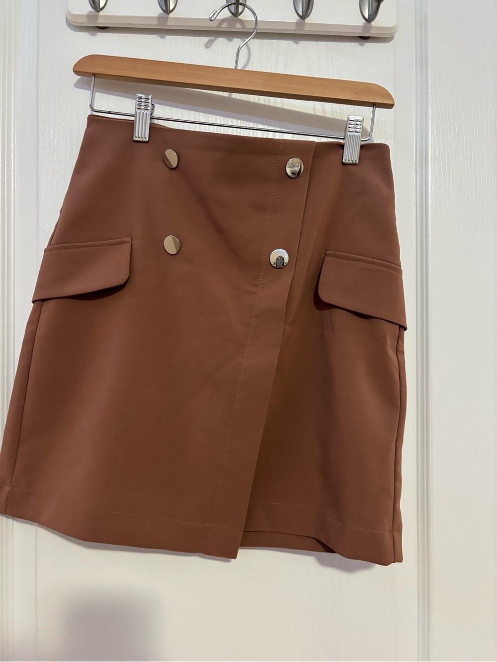 Dynamite Rose-Tan Mini Skirt with Button Detail